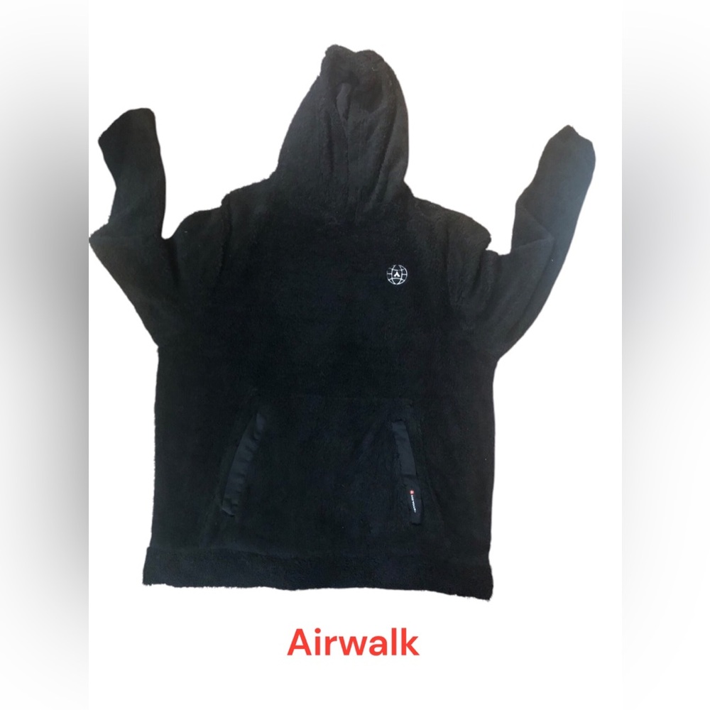 Airwalk Extra Soft Unisex Fleece Pullover Hoodie Black Large